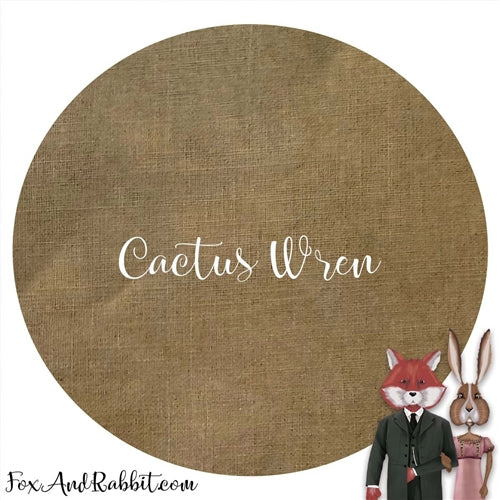 Fox and Rabbit Linen Cactus Wren Fat Half Yard