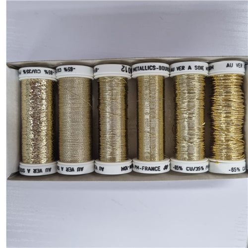 Au ver a Soie Metallic Threads Pack of 6  Gold Shades ( 6 Nuances Broderie Metallisee Or)