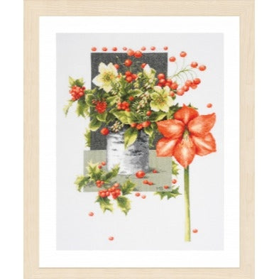 Holly Jolly Amaryllis Cross Stitch Kit by Lanarte