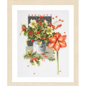 Holly Jolly Amaryllis Cross Stitch Kit by Lanarte