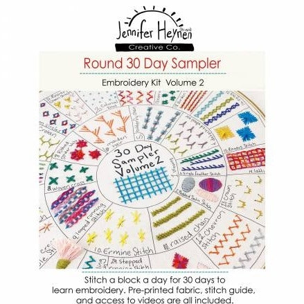 Round 30 Day Sampler Embroidery Kit Volume 2 by Jennifer Heynen