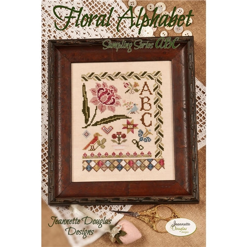 Floral Alphabet Sampling Series Cross Stitch Charts by Jeanette Douglas Designs