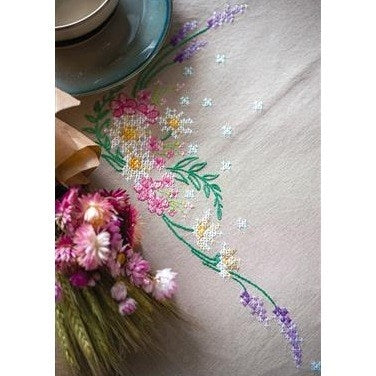 Spring Flowers Stamped Cross Stitch Runner Kit by Vervaco - PN-0190851