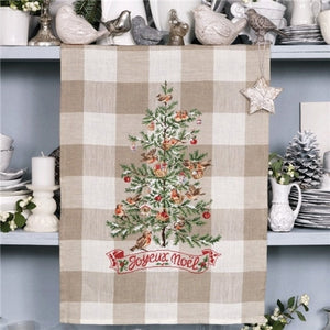 Mon Beau Sapin (My Beautiful Tree) Linen Tea Towel  by Les Brodeuses Parisiennes