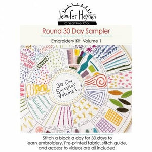 Round 30 Day Sampler Embroidery Kit Volume 1 by Jennifer Heynen