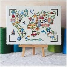 Adventure Awaits World Map Cross Stitch Kit by Caterpillar Cross Stitch