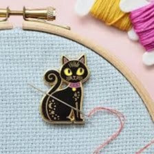 Black Cat Magnetic Needle Minder by Caterpillar Cross Stitch