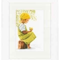 Girl with Apple Cross Stitch Kit by Lanarte