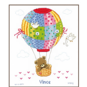 Hot Air Ballon Birth Sampler Cross Stitch Kit by Vervaco - PN-0147916