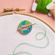 Adventure Awaits Globe Magnetic Needle Minder by Caterpillar Cross Stitch