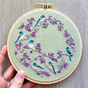 Birds  and Blooms Embroidery Kit by Jessica Long Embroidery