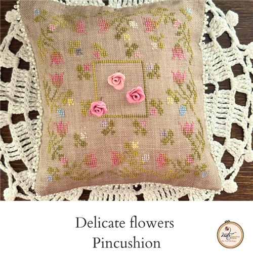 Delicate Flowers Pincushion Cross Stitch Chart by MTV Designs