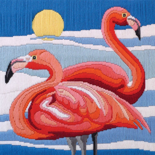 Flamingos Long Stitch Kit by Country Threads