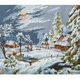 Moonlight Snow Scene Tapestry Canvas by Grafitec - 6.294